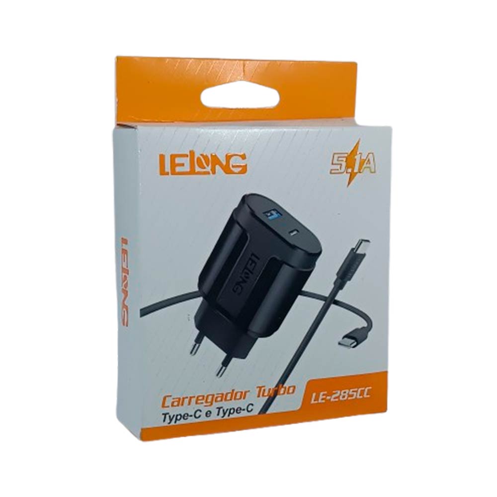 15330117354-lelong-le-285cc-4-nb.jpg Carregador Original Lelong LE-285CC 5.1A - USB Tipo C - Imagem 1