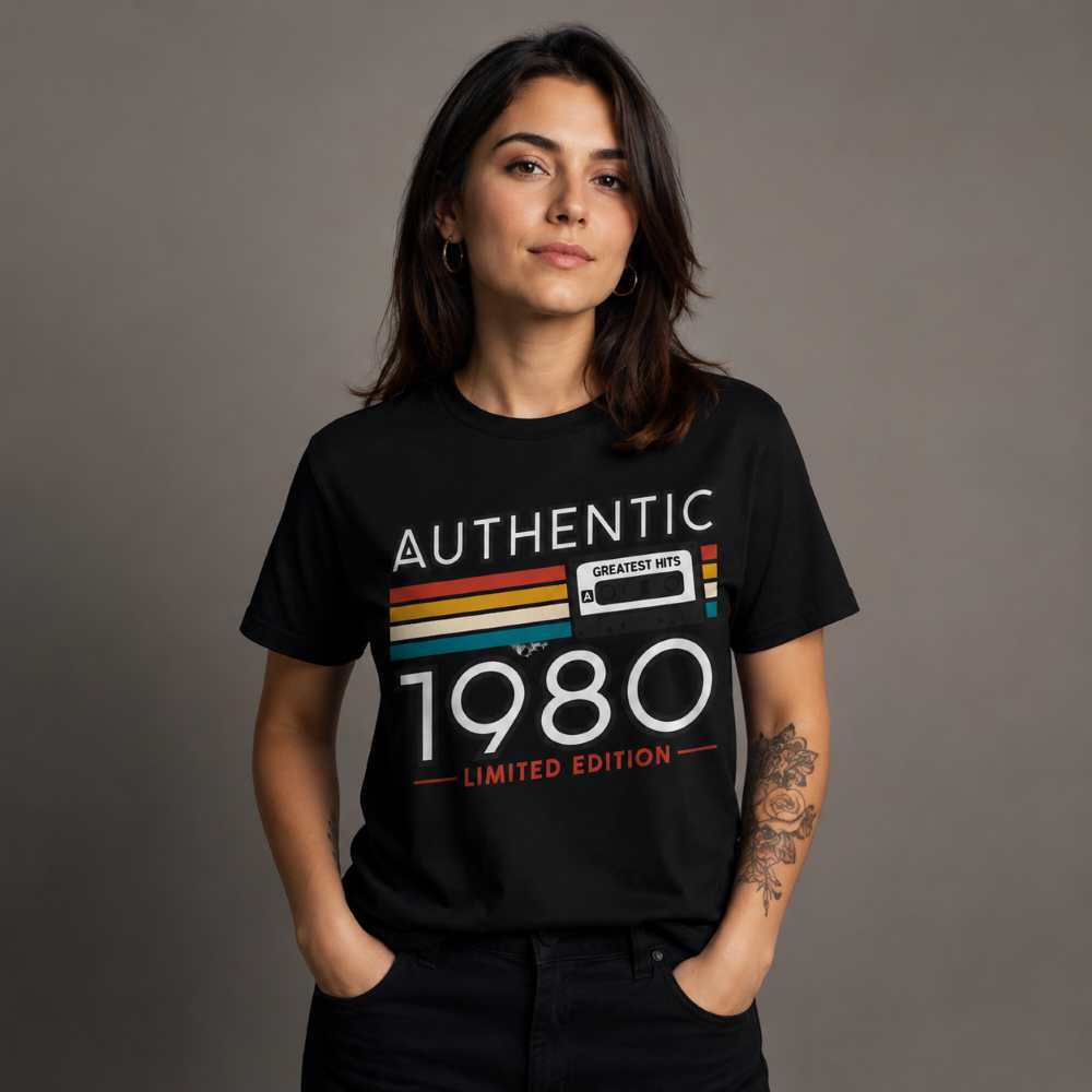8BD89F4075F9AF1D66A10C2E98EE250F.jpg Camiseta Authentic 1980 Vintage Retrô Fita Cassete Limited Edition 100% Algodão - Imagem 1