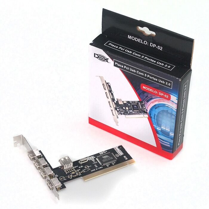 oi PLACA PCI USB COM 5 PONTAS USB 2.0 DEX - Imagem 1