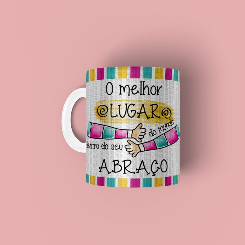 entao-me-abraca-mae Caneca personalizada melhor lugar do mundo e dentro do seu abraço - Imagem 1