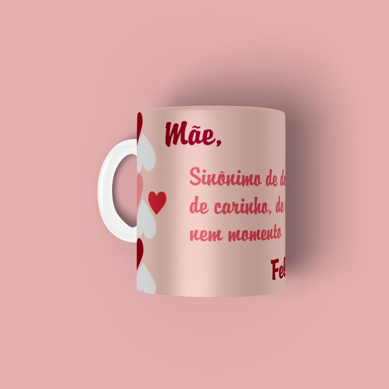mae-simonimo-de-amor-e-carinho Caneca personalizada Mãe sinônimo de doação de amor de afeto... - Imagem 1