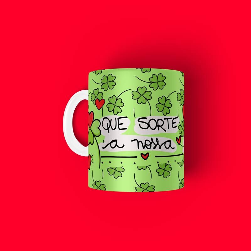 12673022554_que-sorte-a-nossa.jpg Caneca Personalizada Tema Namorados Que Sorte A Nossa - Imagem 2
