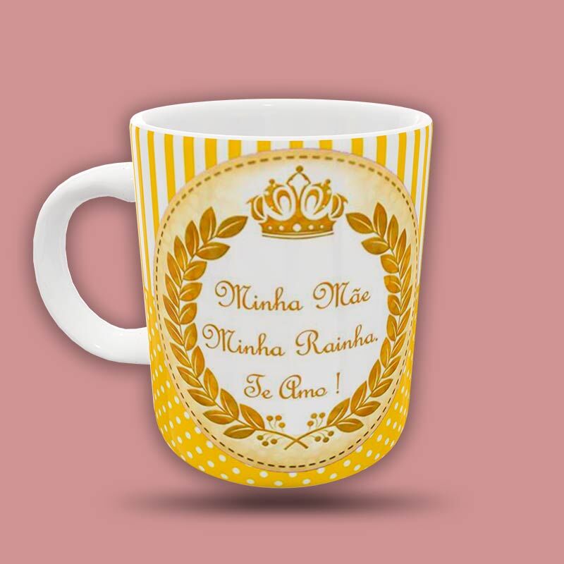 minha-mae-minha-rainha-amarela-1.jpg Caneca personalizada Minha Mãe minha rainha te amo - Imagem 1