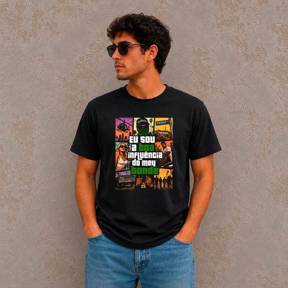 2021/07/1003790764-1.jpg Camiseta Eu sou a boa influência do meu bonde - Imagem 1