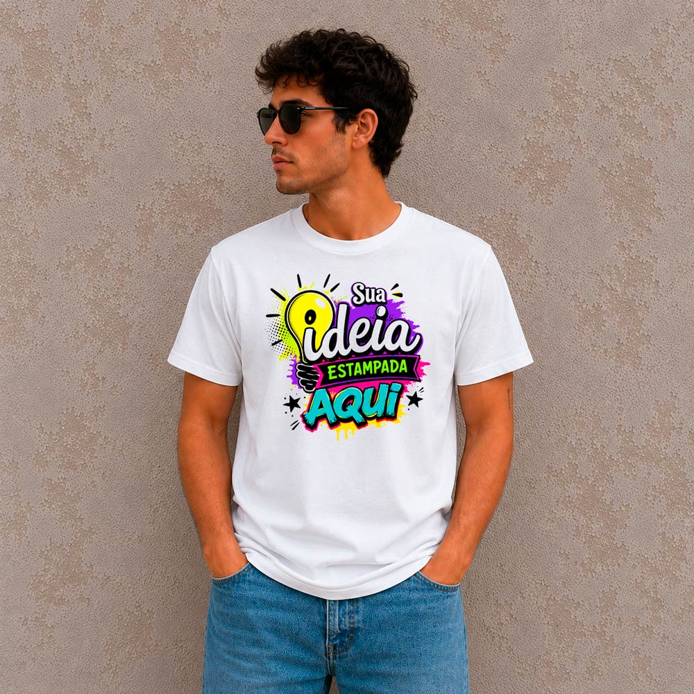 sua-ideia-estampada-aqui Camiseta Personalizada com Sua Arte, Foto ou Frase | Malha PP - Imagem 1