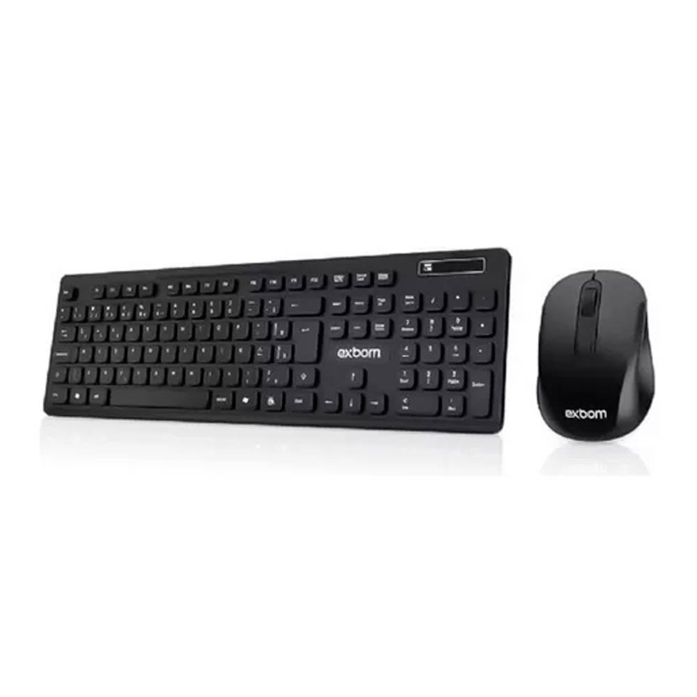 15339234380-exbom-1000f.jpg Kit Teclado e Mouse Sem Fio ABNT2 2.4GHz BK-S1000F Exbom - Imagem 2