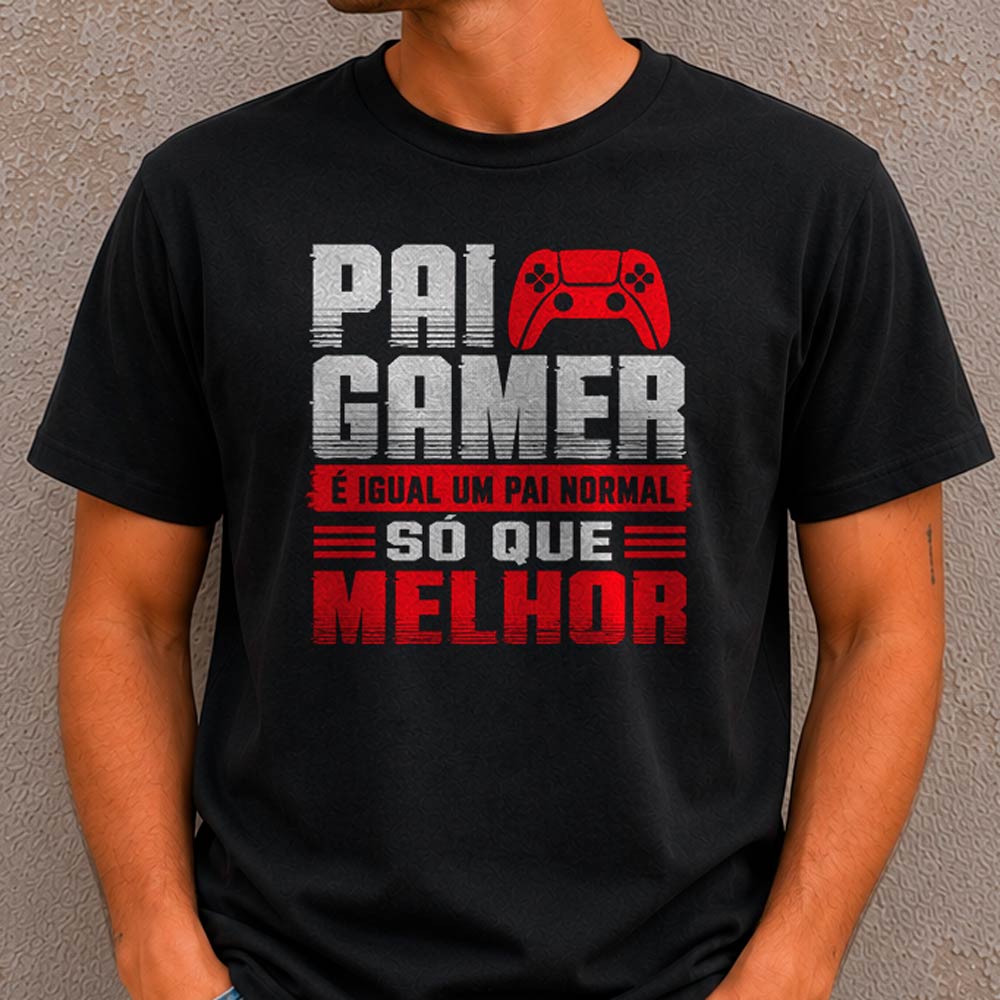 071283FD4C3C33FC6AA72ACC7B3770DD.jpg Camiseta Presente para Pai Gamer Igual Um Pai Normal Só Que Melhor 100% Algodão - Imagem 5
