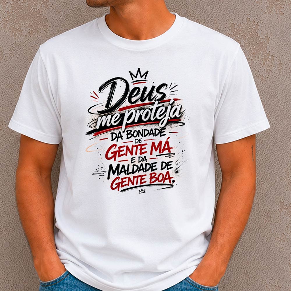 39D005111E4563FE32C86956D03BF5FF.jpg Camiseta Streetwear Deus Me Proteja da Bondade de Gente Má 100% Algodão Fio 30.1 - Imagem 5