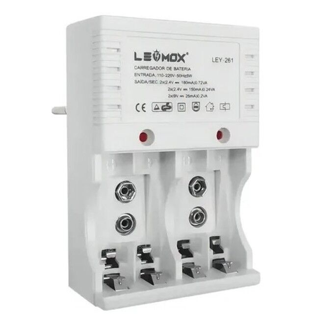 4C2AB472EEBEC170B8C749FCD8EBAA71.jpg Carregador de Pilhas LEHMOX LE-261 Bivolt Automático para AA, AAA e Bateria 9V Recarregável - Imagem 3