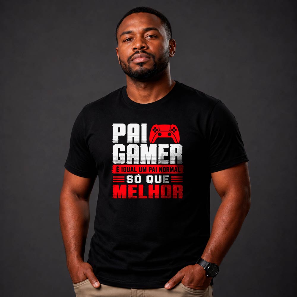 4FC728840F76884D76BF97390C78A534.jpg Camiseta Presente para Pai Gamer Igual Um Pai Normal Só Que Melhor 100% Algodão - Imagem 4