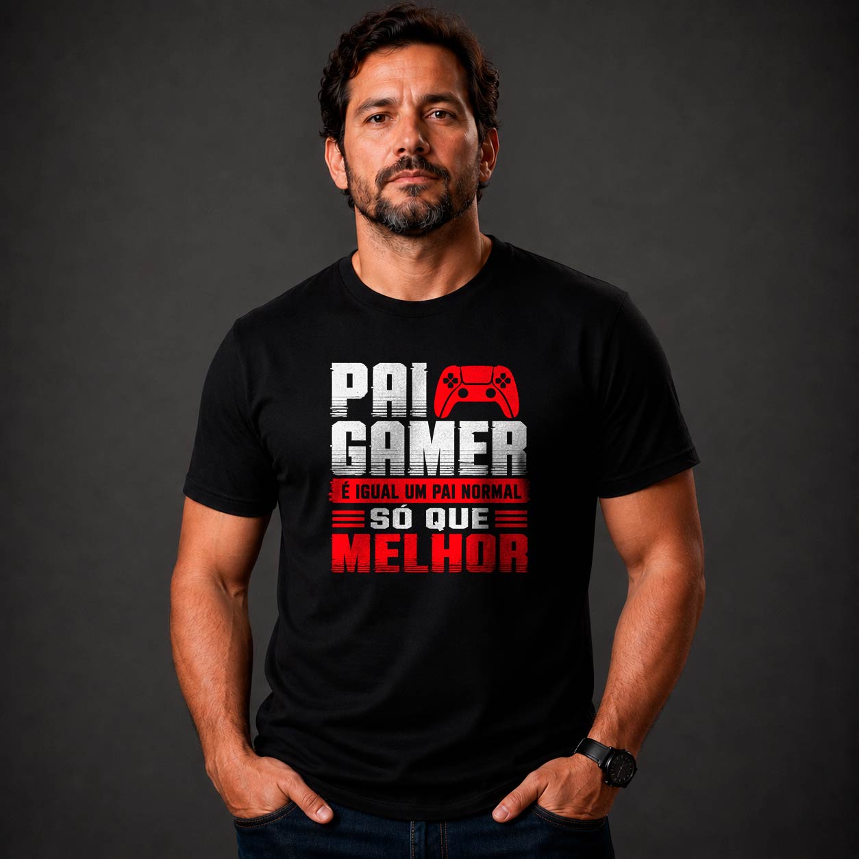 97CB49DABE42FB3C8C272514FCBC93E6.jpg Camiseta Presente para Pai Gamer Igual Um Pai Normal Só Que Melhor 100% Algodão - Imagem 2