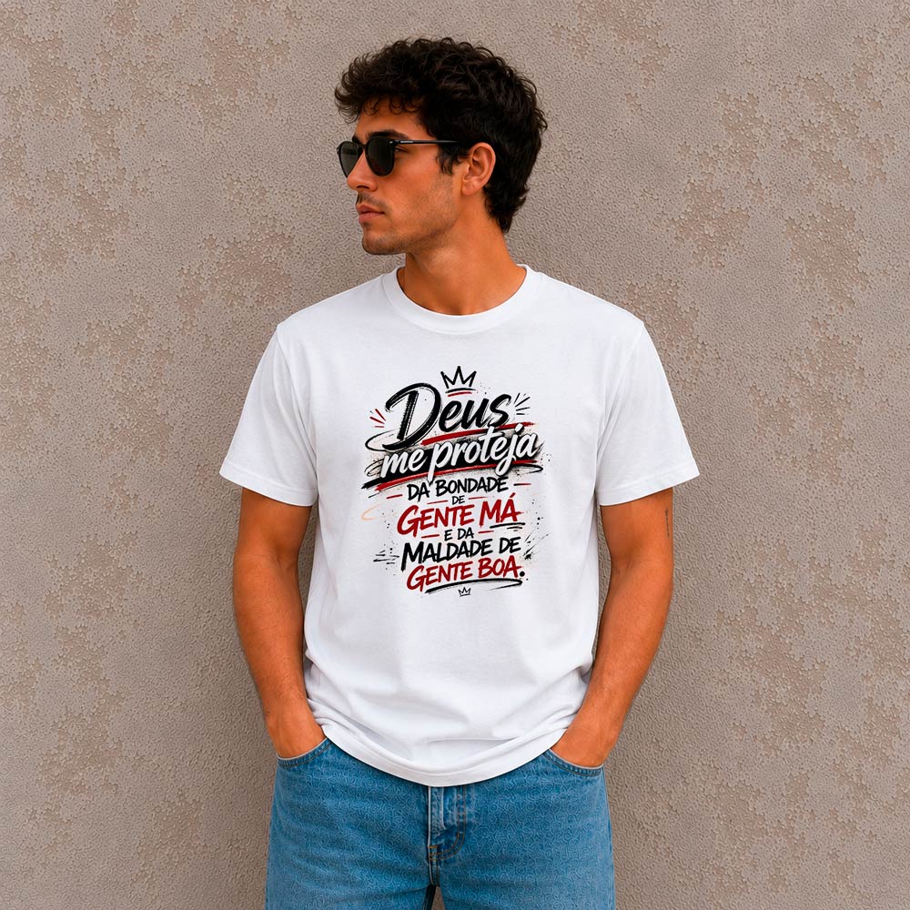 DE6D189D64A85C0F5D140BDBEAEF32D8.jpg Camiseta Streetwear Deus Me Proteja da Bondade de Gente Má 100% Algodão Fio 30.1 - Imagem 4