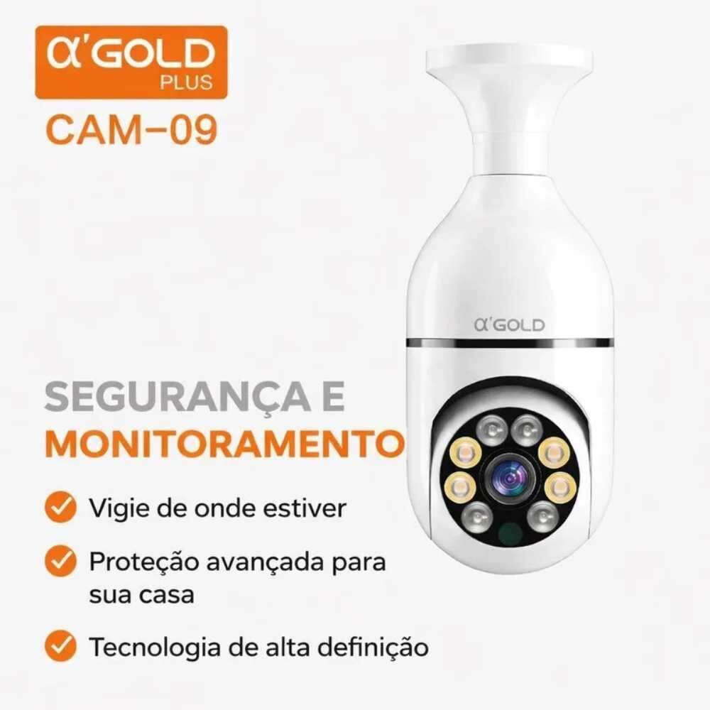 produto_9_20260613135327_64e3e2a412 Câmera de Segurança WiFi A'Gold CAM-09 360° Visão Noturna Colorida Full HD - Imagem 2