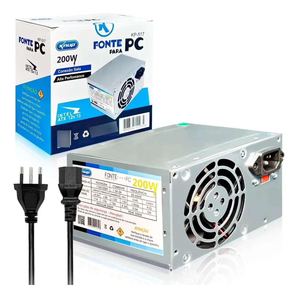 produto_52_20260704000423_1a6a71644a Fonte ATX 200W Bivolt Manual Knup KP-517 com Cabo de Alimentação - Imagem 1