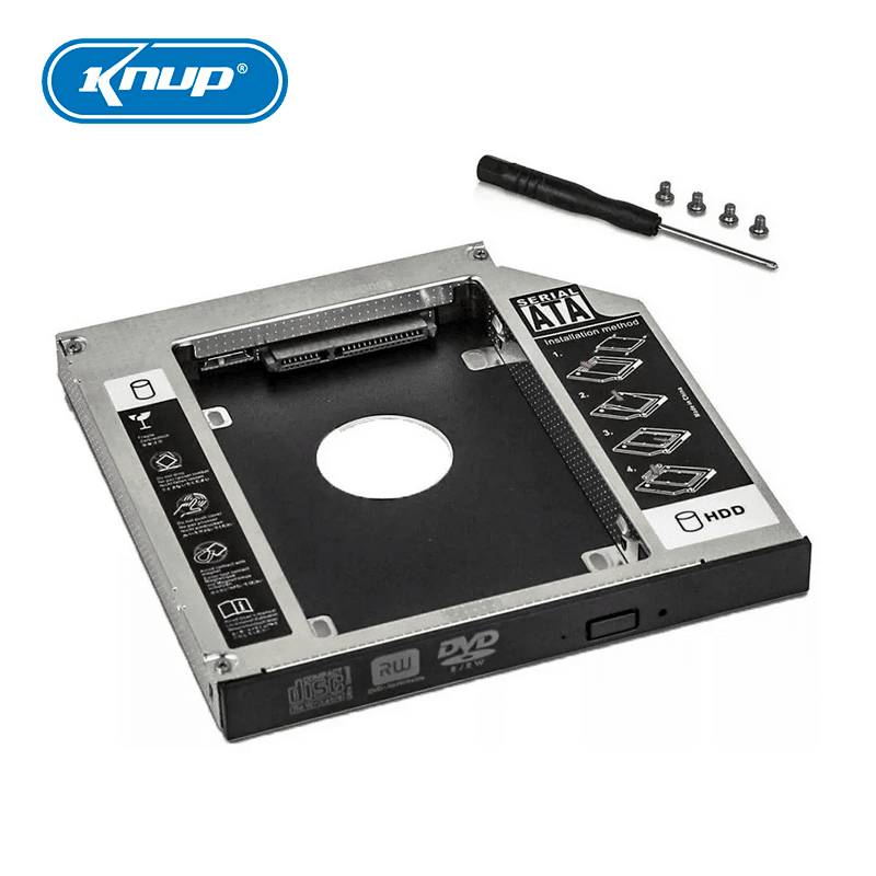 15121484061_hdd-caddy-knup-br-info_1.png Adaptador Case Caddy Hd Ssd Sata 2.5 Knup Gaveta Notebook 12,7mm - Imagem 2