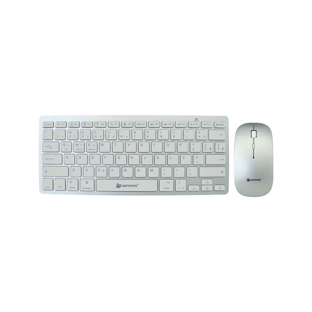 15339235757-3001m-2.jpg Combo Teclado e Mouse Sem Fio Ultra-Slim Peining FR-3001M – Padrão ABNT2, Apoio Ergonômico, Mouse Ambidestro, Cor Prata - Imagem 2