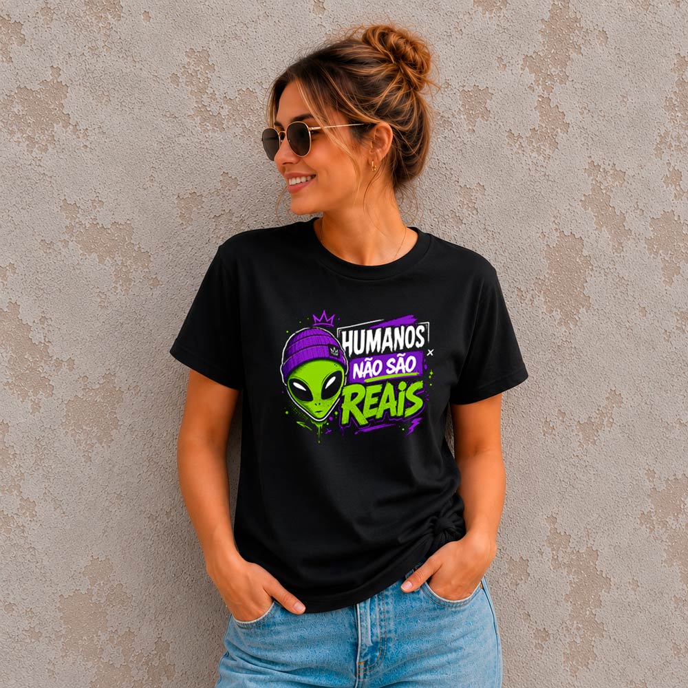4E50D0B6007ED8E9A99EE6B57853E74F.jpg Camiseta Humanos Não São Reais Alien Pop Art | Camisa Masculina Geek Streetwear 100% Algodão Fio 30.1 - Imagem 3
